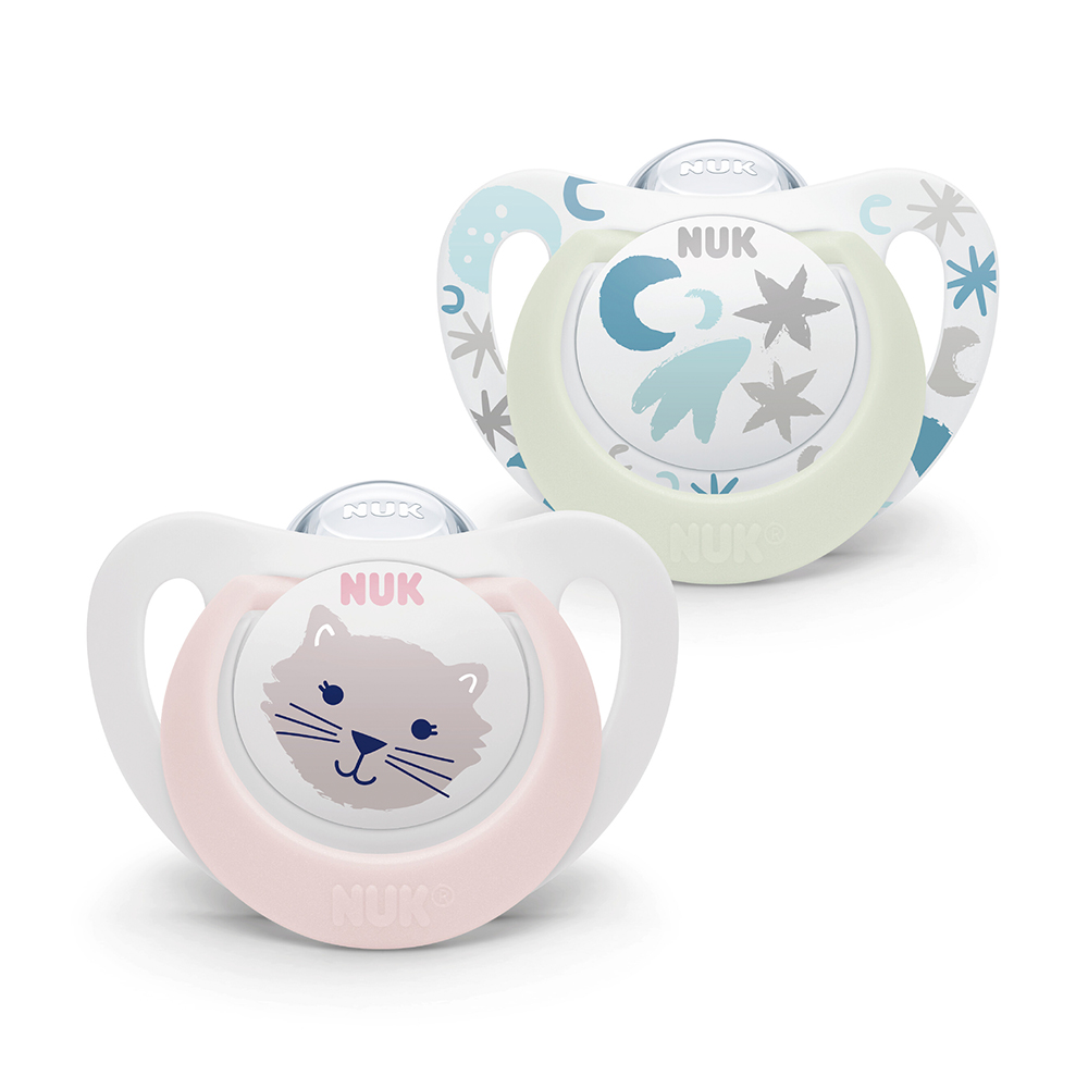 Nuk Chupete Silicona Star Dia y Noche Niña Talle 1 x 2